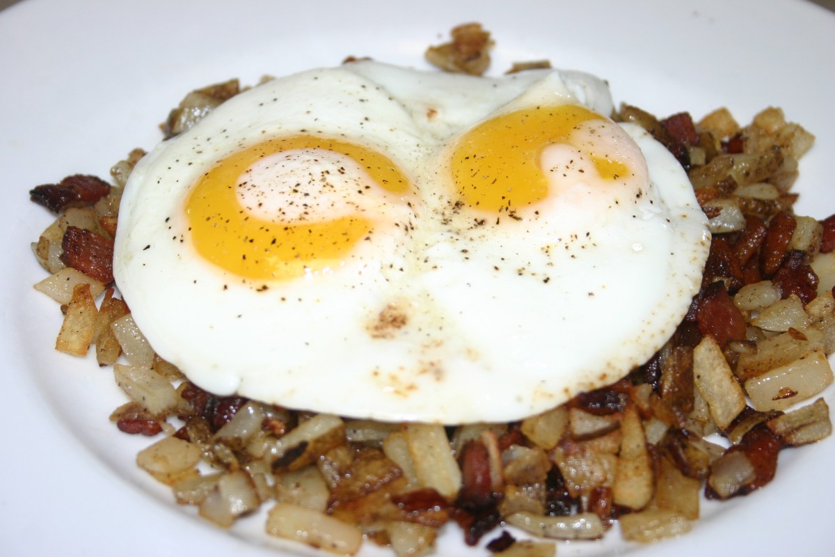 Bacon and Onion Hash with Fried&nbsp;Eggs