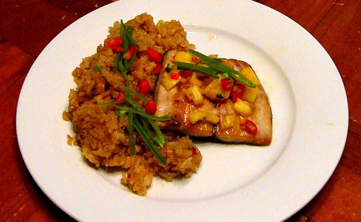 Pan-Roasted Glazed Mahi-Mahi with Pineapple Fried&nbsp;Rice