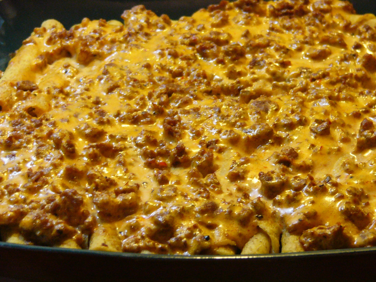 Taquitos in a Spicy Chorizo-Alfredo&nbsp;Sauce