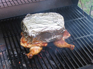 Chicken under a brick 3