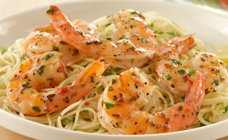 Super Easy Shrimp Scampi over&nbsp;Pasta