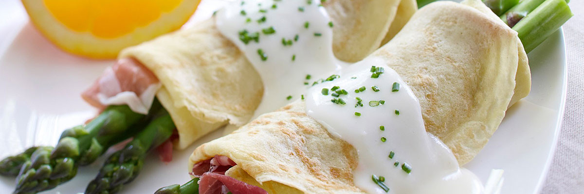 Asparagus, Prosciutto and Goat Cheese&nbsp;Crepes
