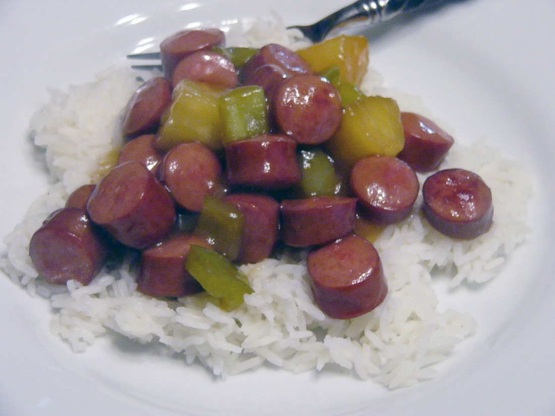 Polynesian Hot Dogs over&nbsp;Rice