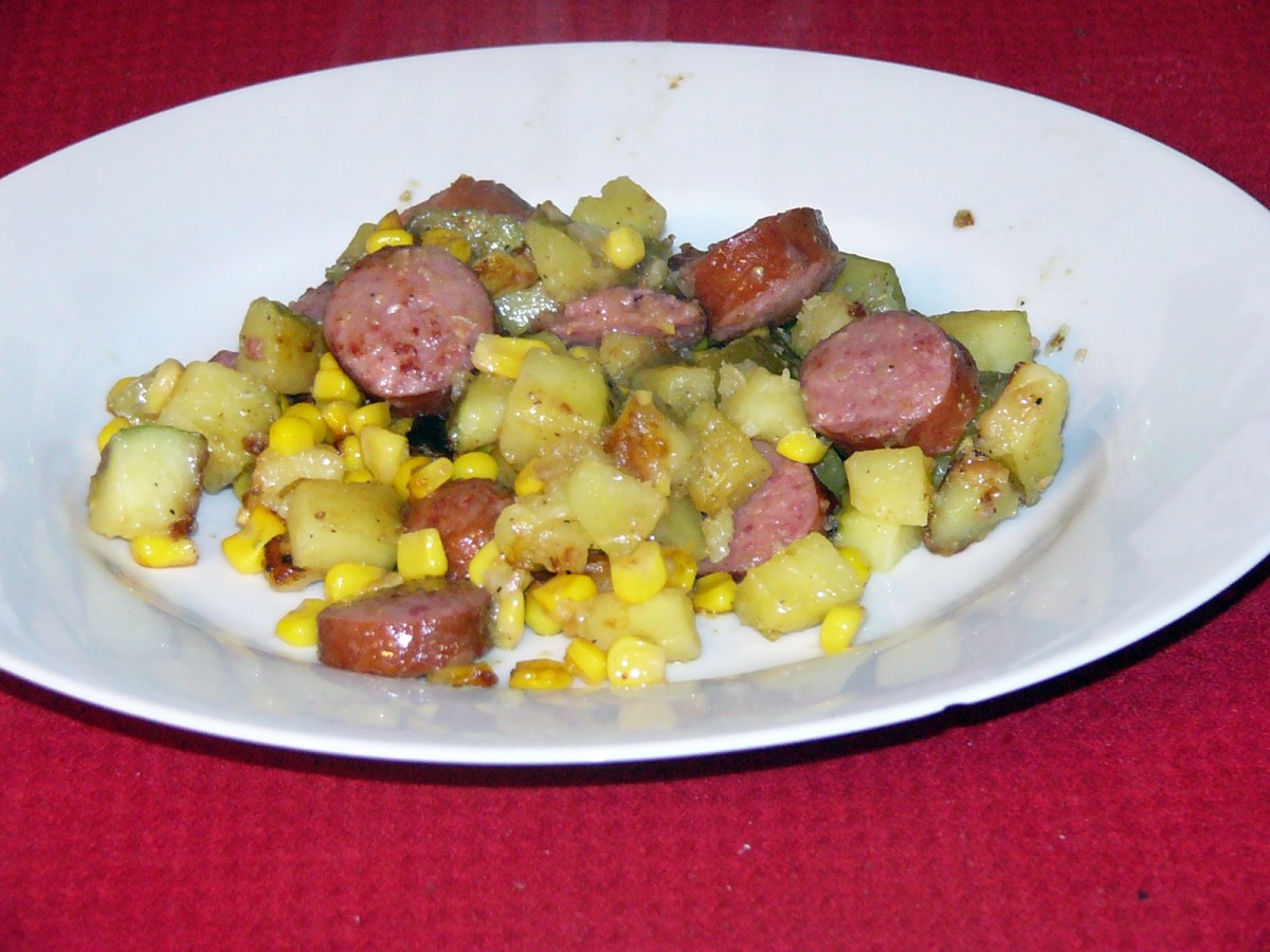 A Corny Take on Smoked Sausage with Fried&nbsp;Potatoes