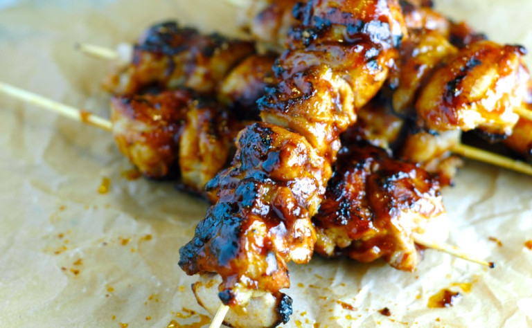 Boozy Bacon Bourbon Barbecue Chicken&nbsp;Kabobos