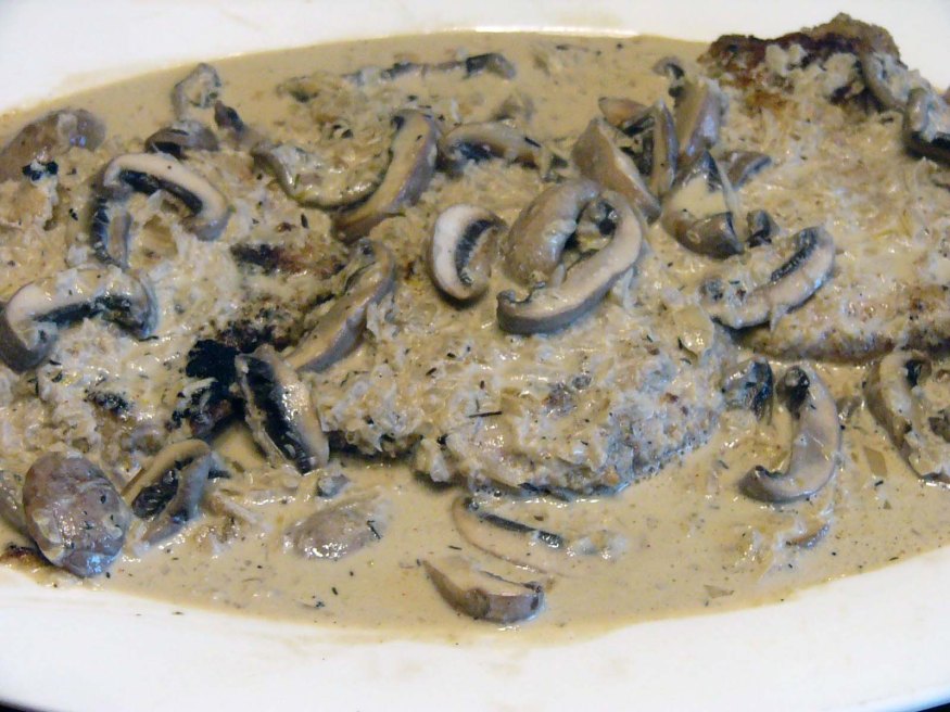 German Pork Schnitzel with a Mushroom&nbsp;Sauce