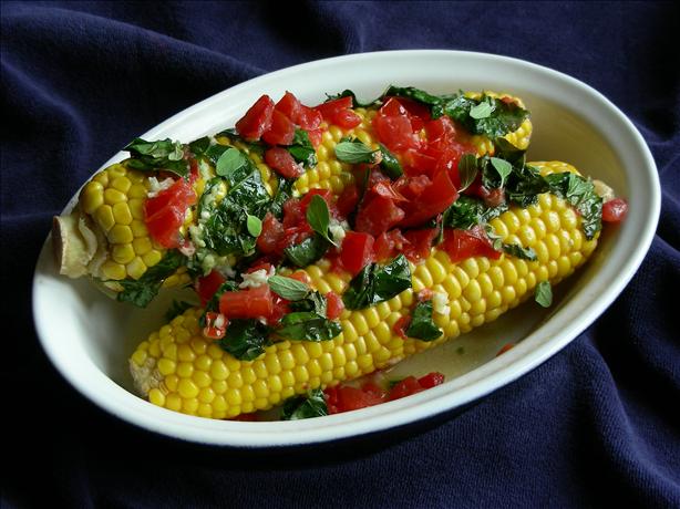 Grilled Corn On The Cob With Tomato-Herb&nbsp;Spread