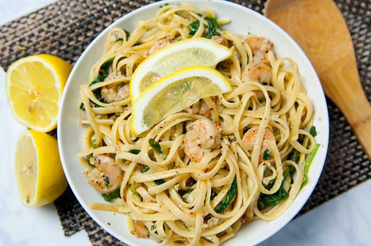 Spinach-Shrimp with Lemon&nbsp;Linguine