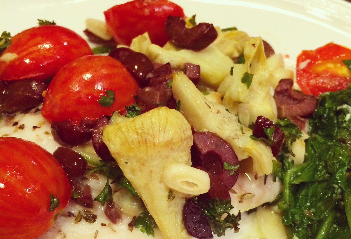 Baked Tilapia with Artichoke, Olive and Tomato&nbsp;Relish