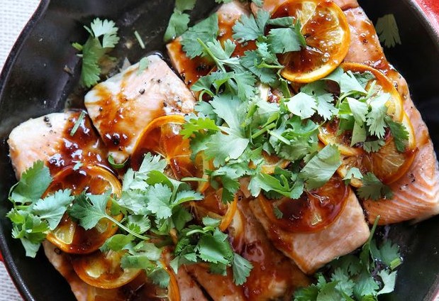 Bourbon-Glazed Lemon Salmon