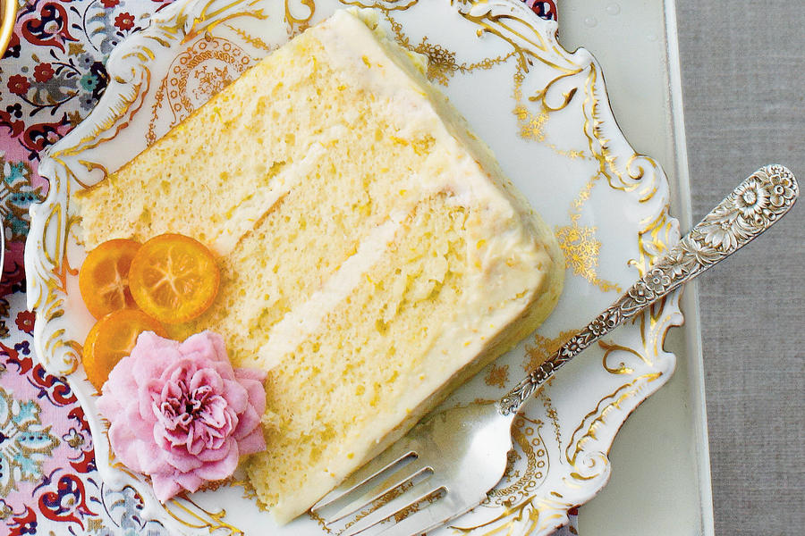 Orange Chiffon Cake with Citrus Buttercream Frosting and Edible&nbsp;Flowers