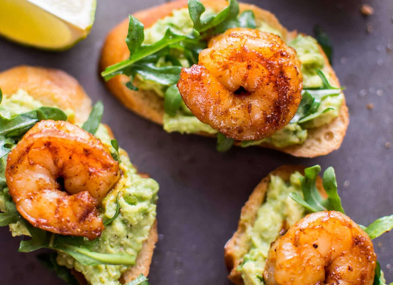 Garlic Shrimp Avcado Crostini