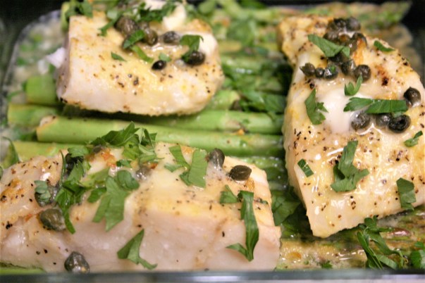 Baked Cod Piccata with Asparagus (4)