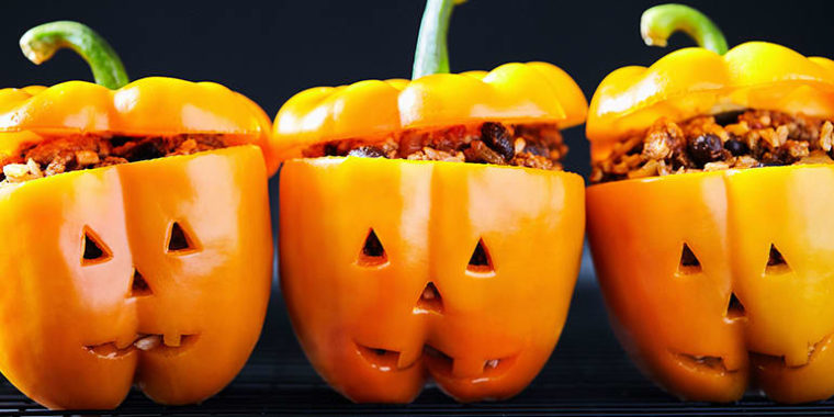 Jack-O-Lantern Stuffed Peppers