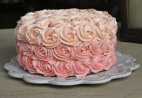 5 Pink Ombre Rose Cake