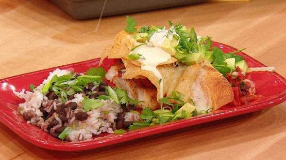 Mexican Fish & Chips with Rice & Beans