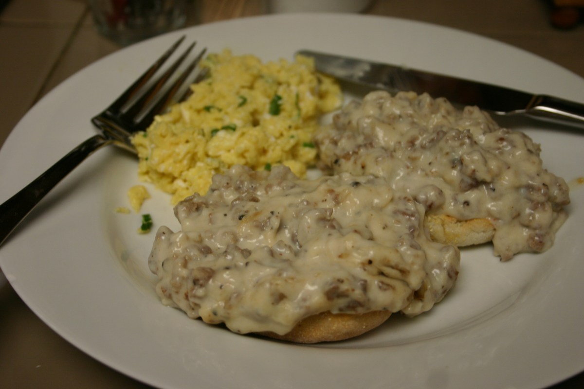 Buttery Sourdough English Muffins Smothered in Sausage&nbsp;Gravy