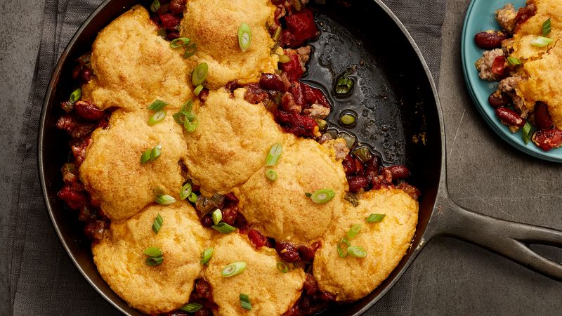 Down Home Cookin’ – Sausage and Red Bean Skillet with Cornbread&nbsp;Biscuits