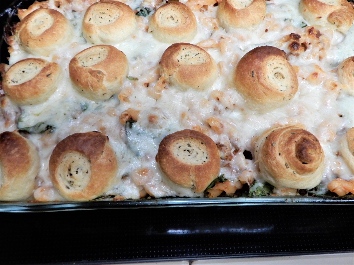 Baked Gemelli with Herb&nbsp;Pinwheels