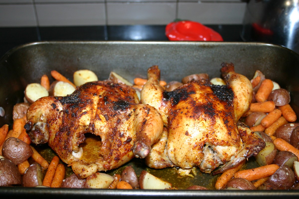 BBQ-Rub Roasted Game Hens with&nbsp;Vegetables