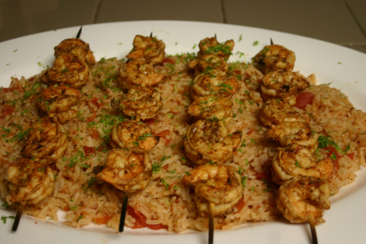 Cajun Shrimp Skewers over&nbsp;Rice