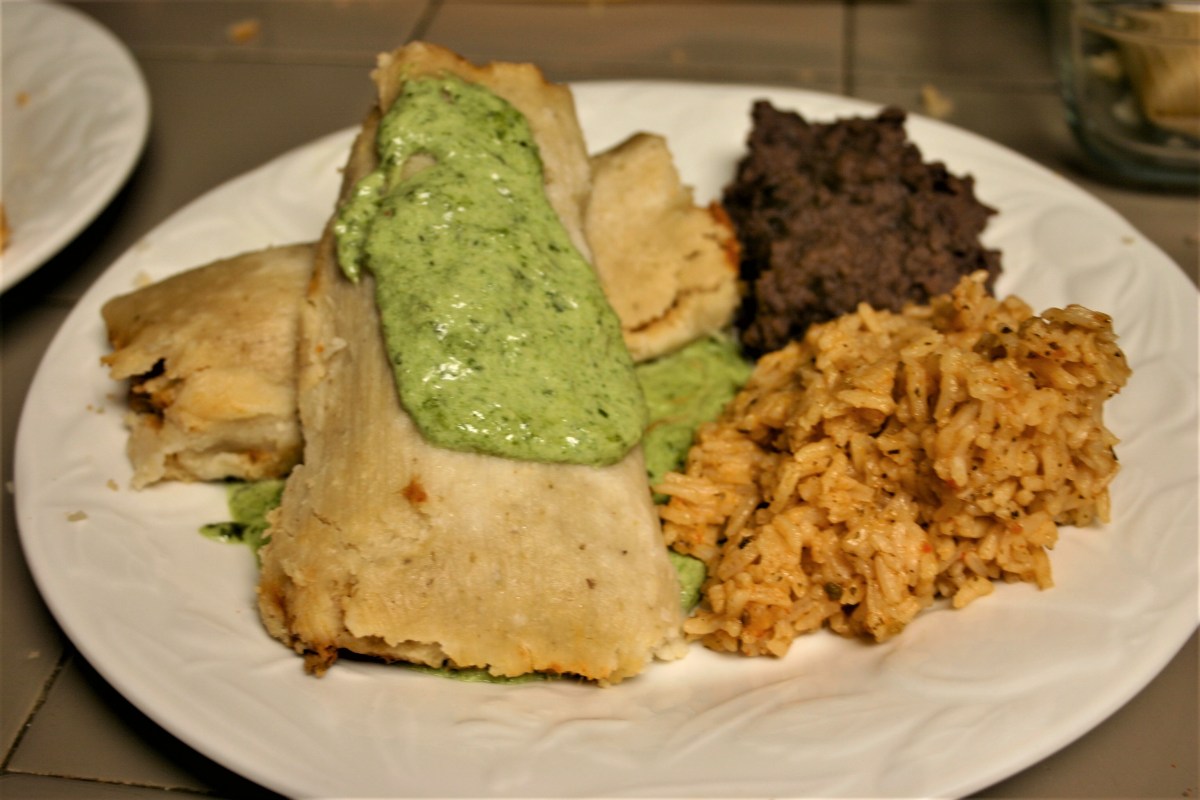 Pork Tamales Topped with Cilantro Cream&nbsp;Sauce